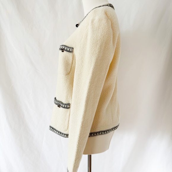Vintage St. John Collection by Marie Gray -- Ivory Tweed Knit Jacket Size 10 - Picture 3 of 8